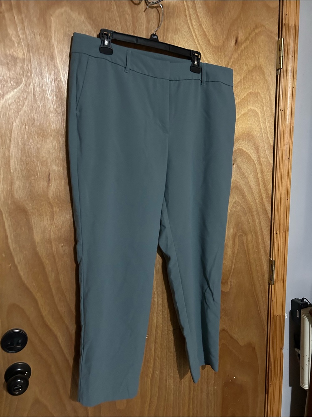 Ann Taylor Cropped Straight-Leg Pants in Slate Green